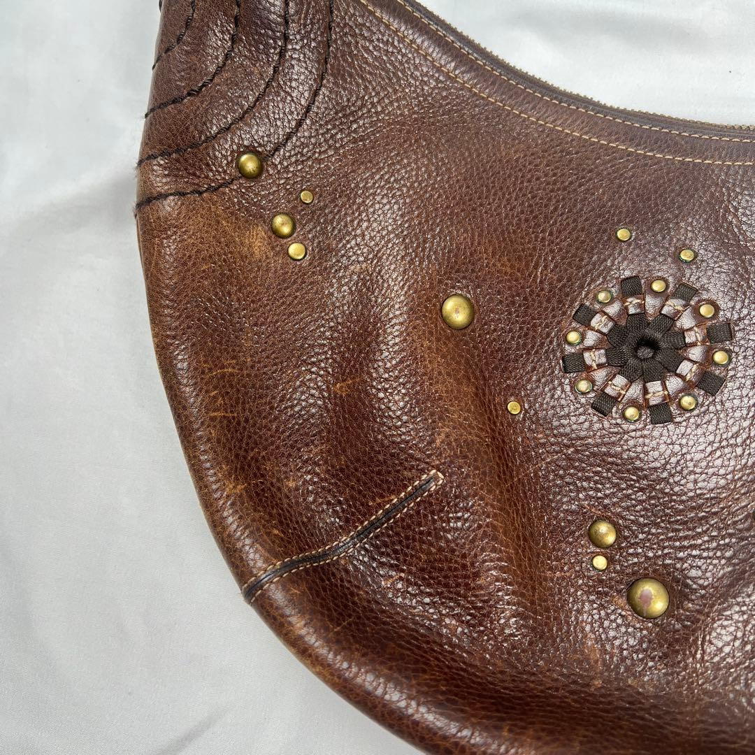 バッグ COACH SOHO studs one shoulder bag brown