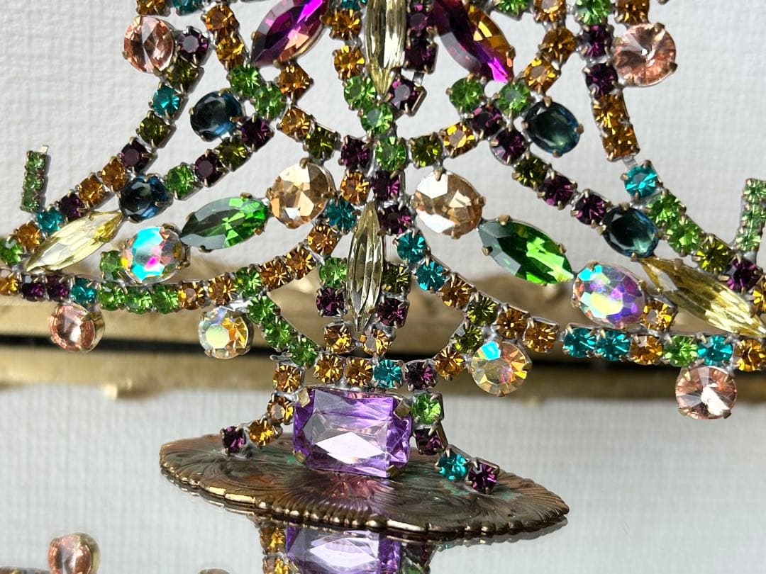 チェコガラス/ガラスツリー/カラフル/卓上ツリー/クリスマス/ラインストーン