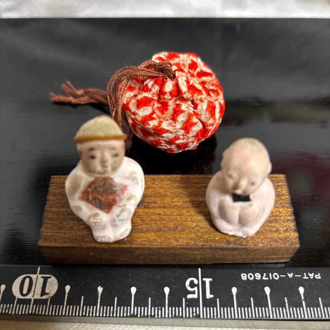 アンティーク、はいはい人形、童子こま犬、達磨ガラスケース大正昭和初期まとめて