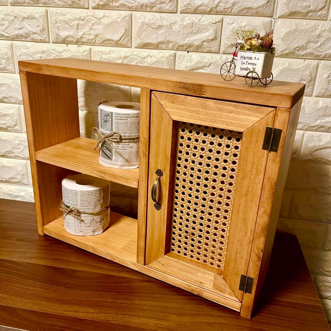 【新商品発売】リビングラック トイレ収納 キッチン収納ラタン製 籐製 かごめ編み