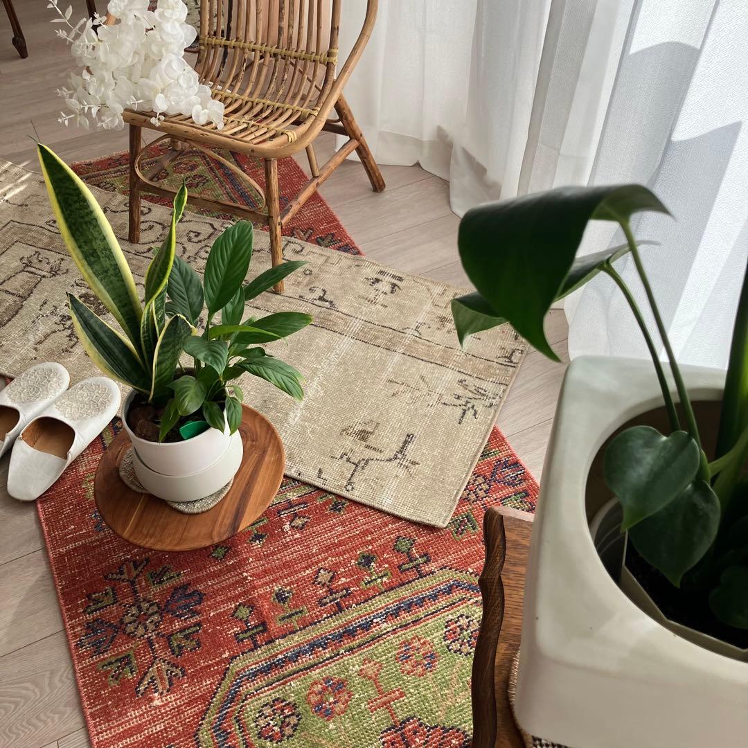 上品ベージュミルキー55×133✳︎花瓶　ロング　ランナー　トルコヴィンテージラグ