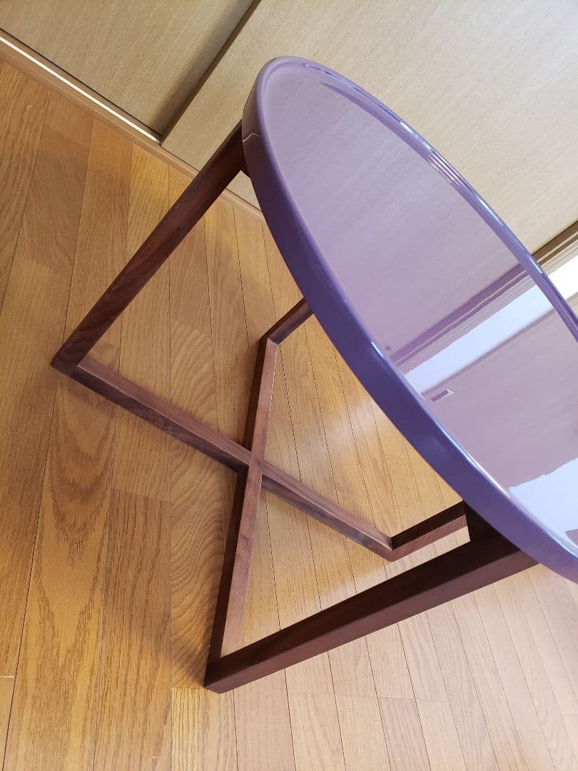 未使用※楕円形サイドテーブル　北欧　モダン　ウォールナット脚