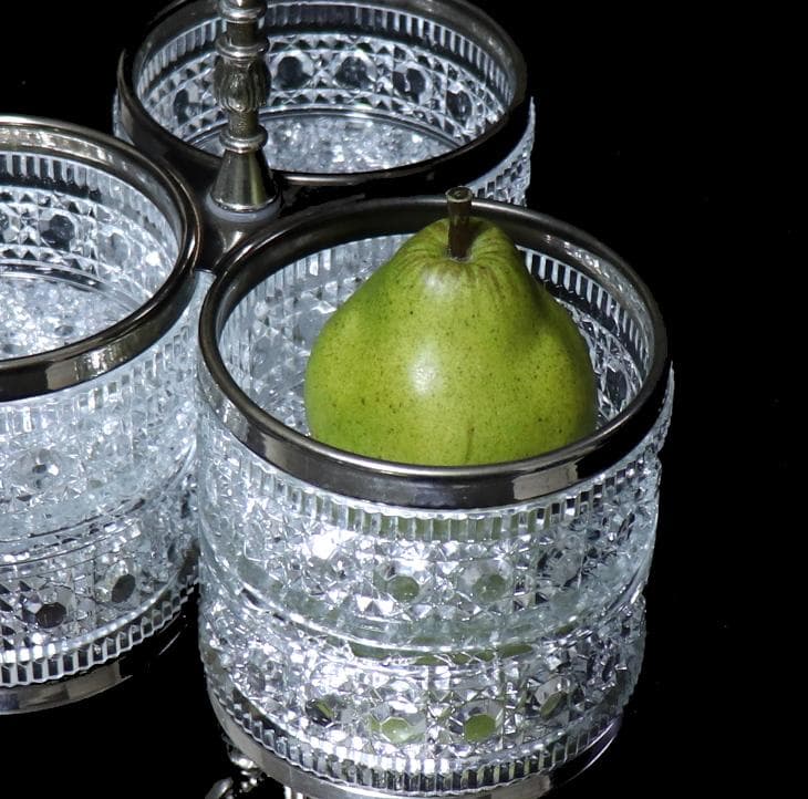 オールド・バカラ 激レア 銀装飾 大型 トリプルボウル ディアマン ピエーリー