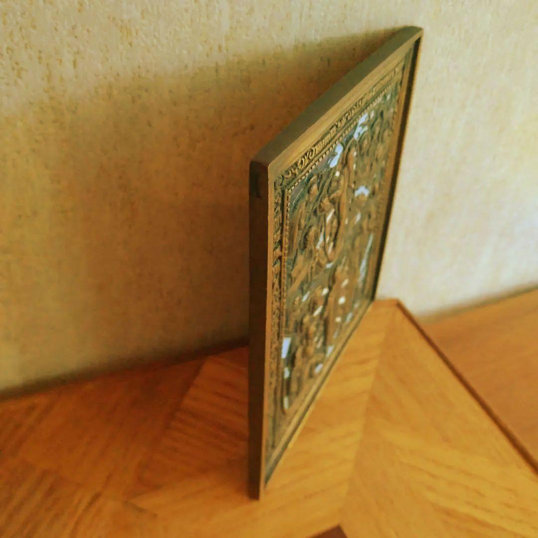 ロシア　イコン　18世紀　銅合金　古銅　エマイユ　キリストの降下　壁掛け