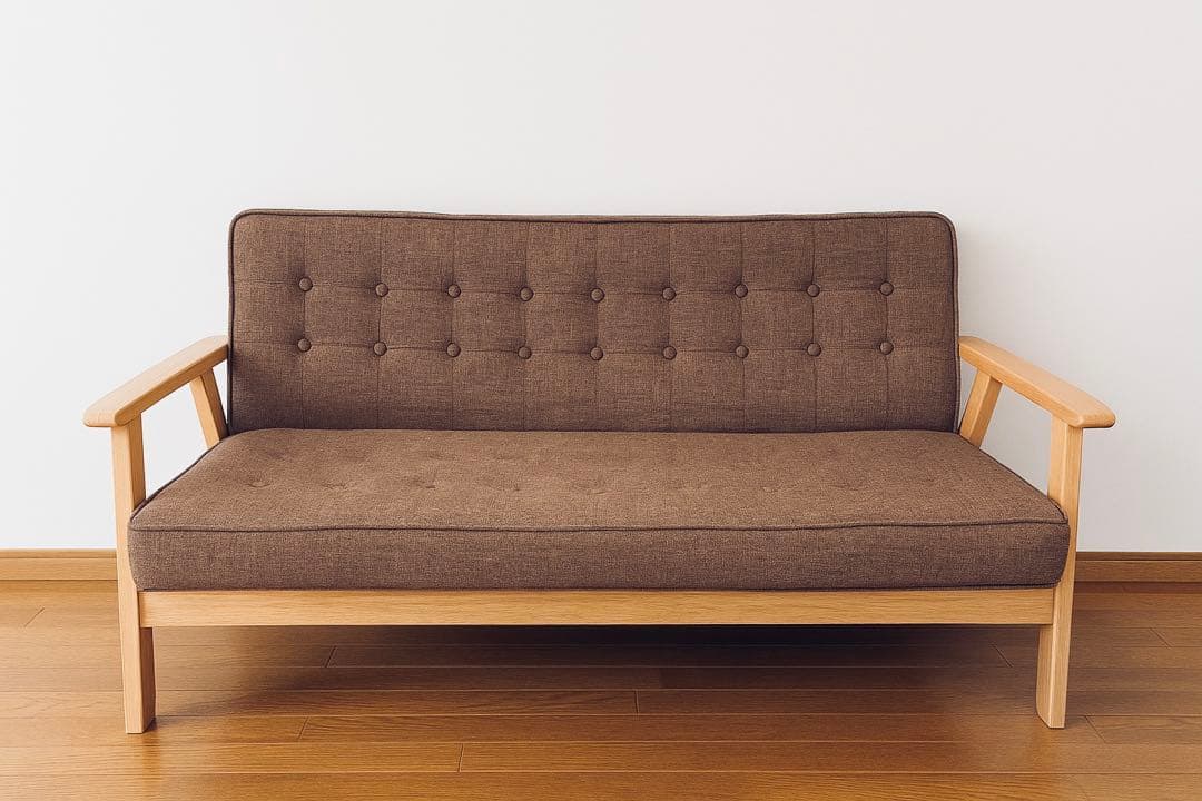 北欧風ブラウン3人掛けソファ
