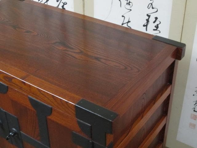 美品 最高峰 松本民芸家具 欅 無垢材 帖タンス（拭き漆仕上）定価約200万円