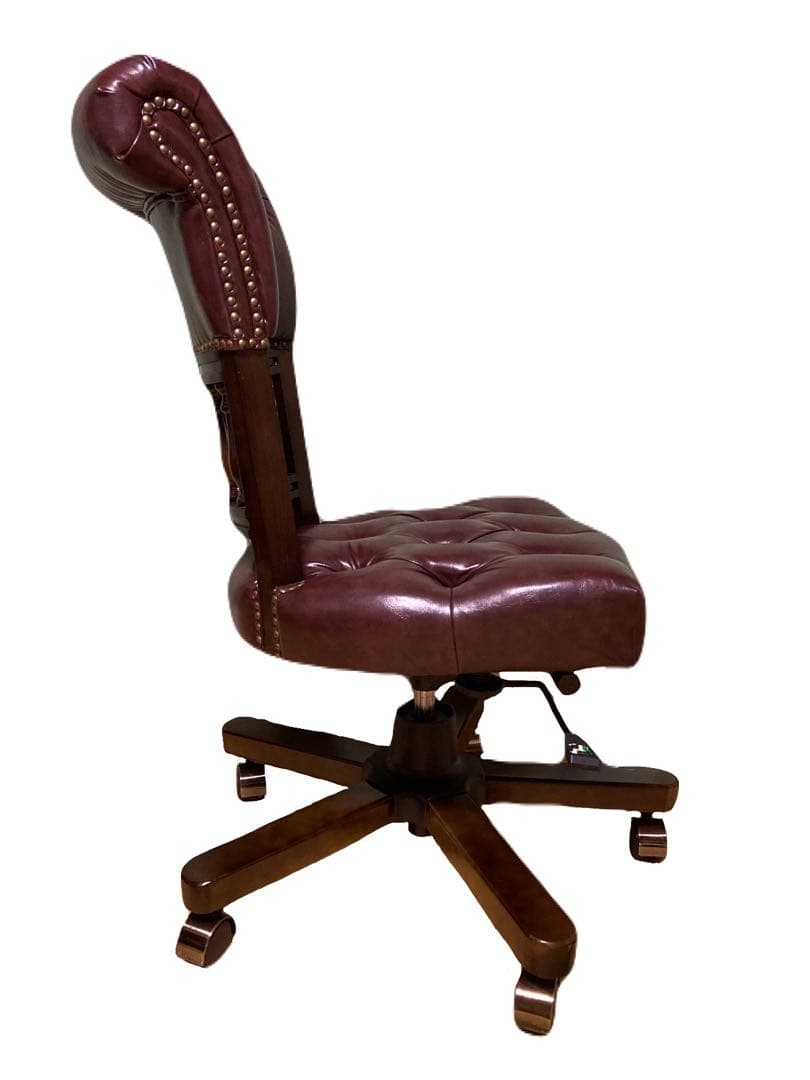 デスクチェア　チョコレートブラウン　レザー　キャスター　アンティークヴィンセント