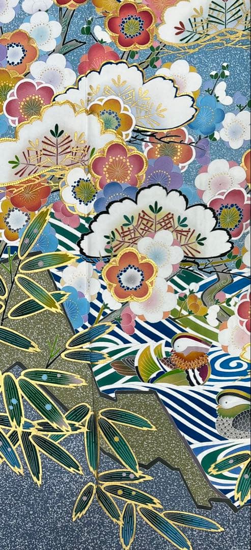 振り袖　フルセット　別誂長襦袢　金彩加工　刺繍入り　たたき染　奥田秀水　　752