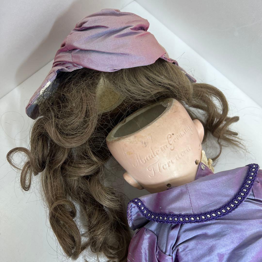 アーモンド・マルセル　アンティークビスクドールブラウンアイオープンマウス銘A&M