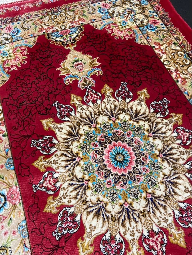 最高級希少作 ペルシャ絨毯 イラン クム産シルク100% 手織り　289万ノット