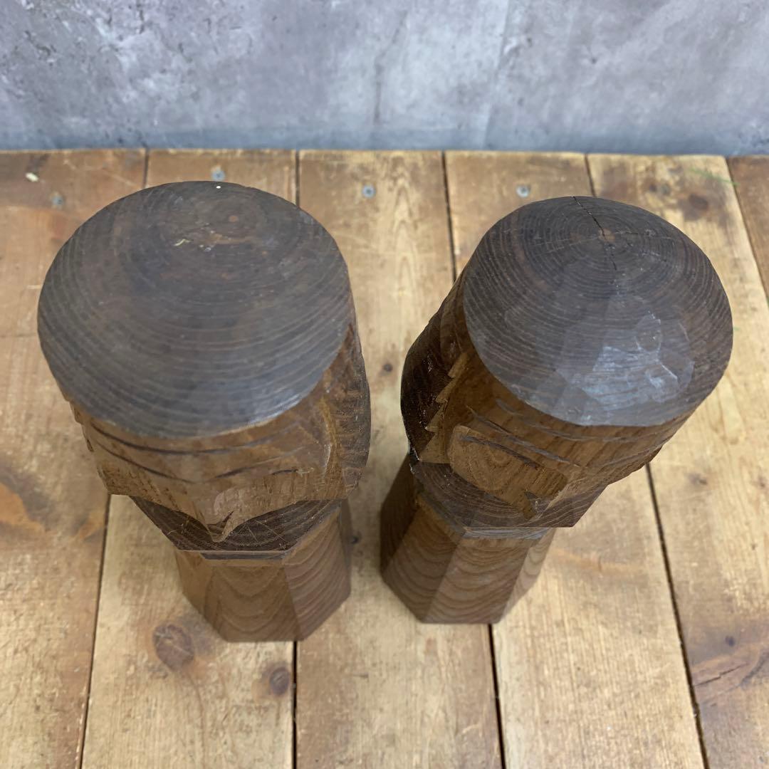 4F 【縁起物】アイヌ伝統工芸 木彫り ニポポ人形 ペア セット