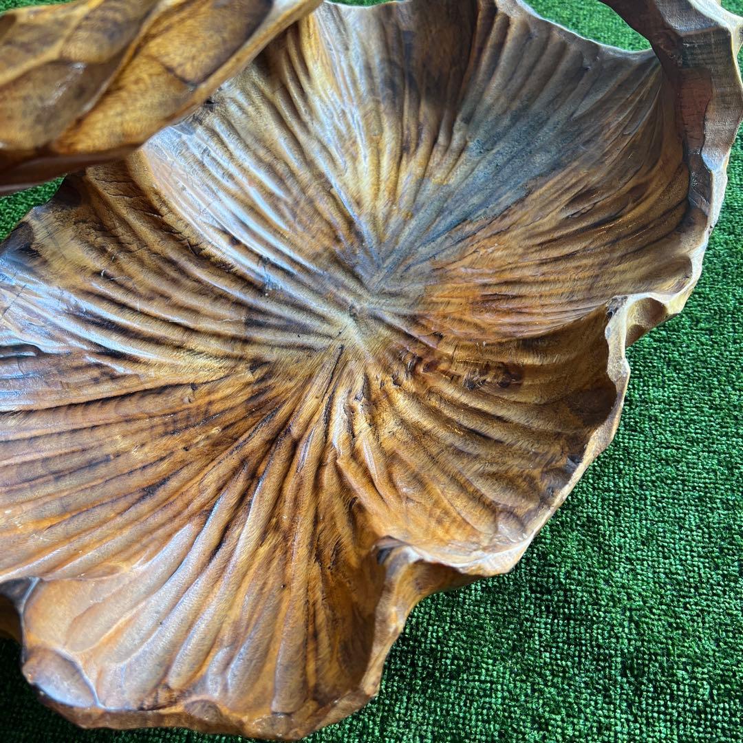 ヴィンテージ木製　バスケット　天然木　木彫り　木籠　オブジェ　インテリア