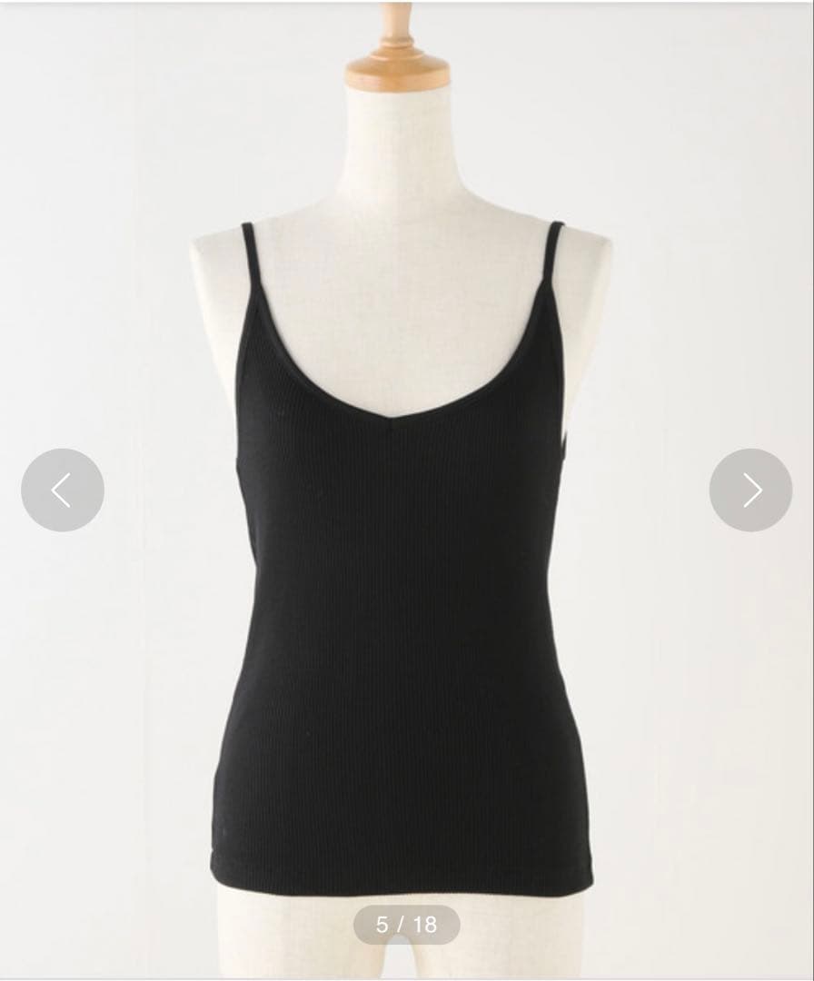 【新品】Deuxieme Classe 定番リブキャミソール 黒 綿100%