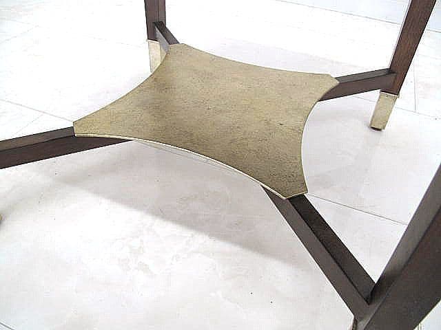 デッカホーム マホガニー無垢材サイドテーブル 真鍮脚 　 ナイトテーブル