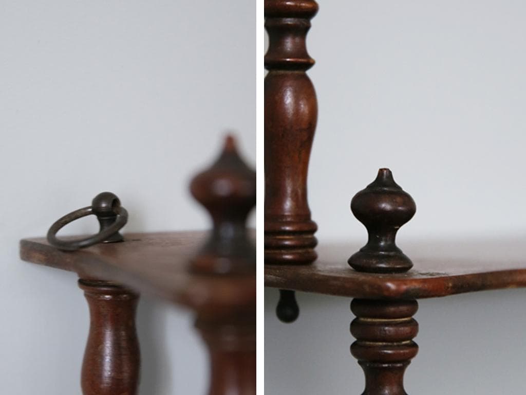 フランスアンティーク木製ウォールシェルフ/壁掛けラック/飾り棚(90-125)