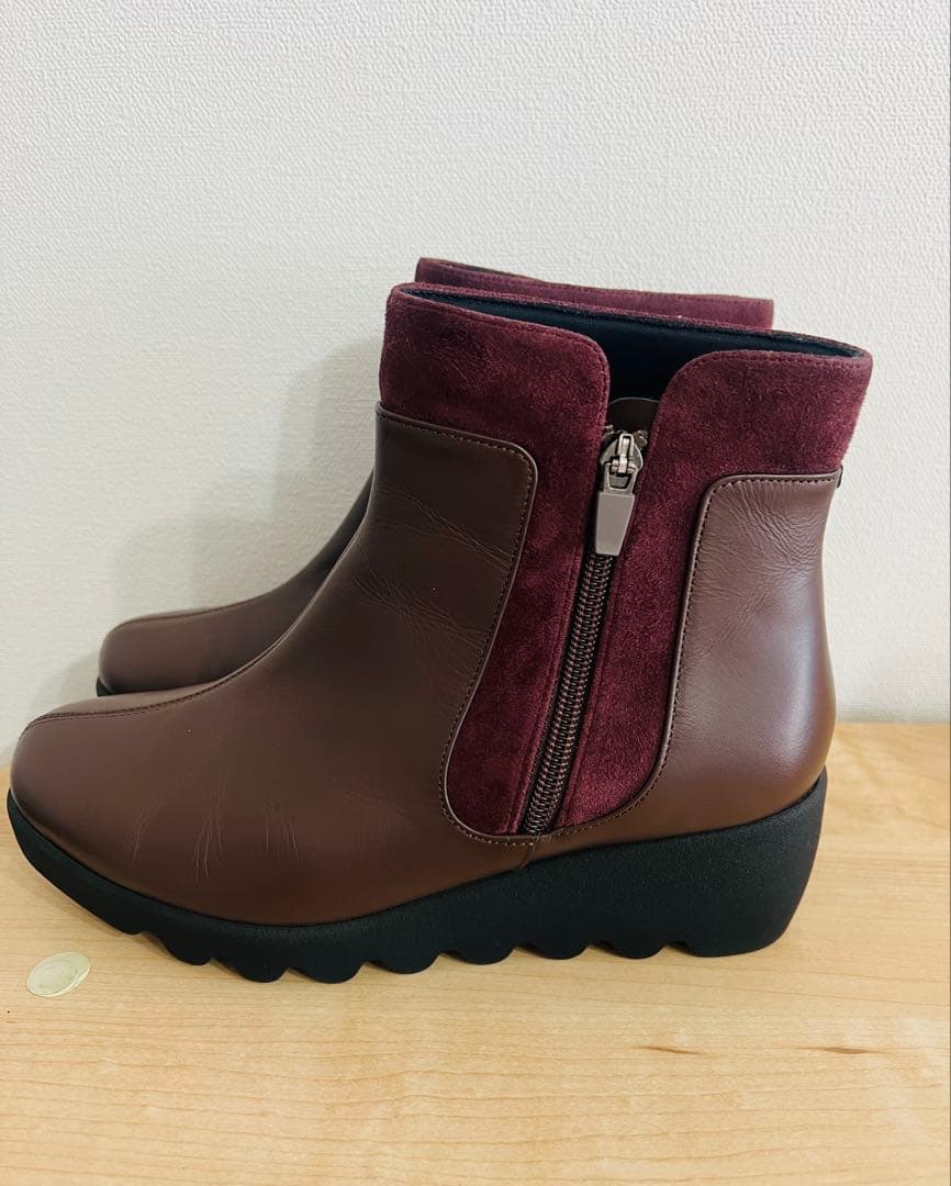 【HILLS AVENUE】人気のサイドゴアブーツ ブラウン/バーガンディ