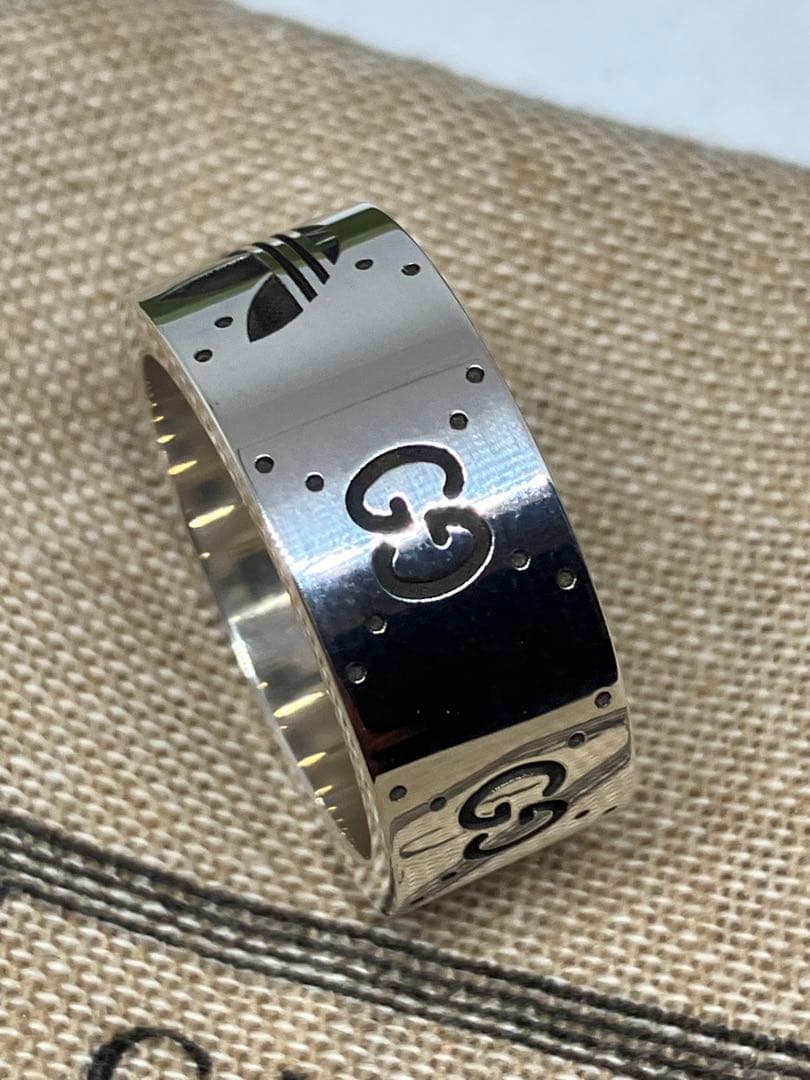 GUCCI adidas グッチ アディダス リング 銀 指輪 20号 中古