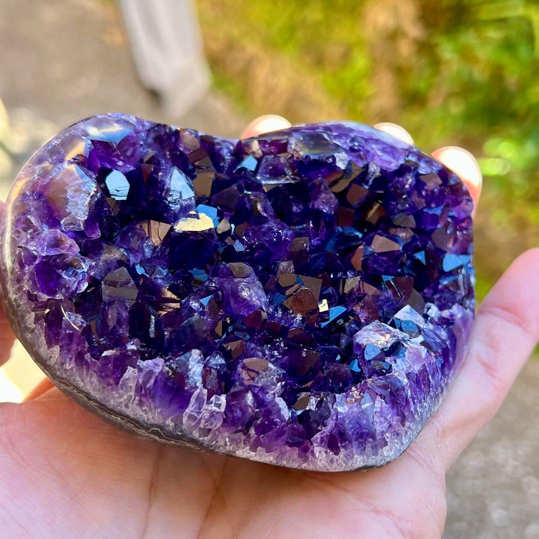 トップクオリティ　ウルグアイ産　アメジストクラスター　ハート型　アメジスト　3
