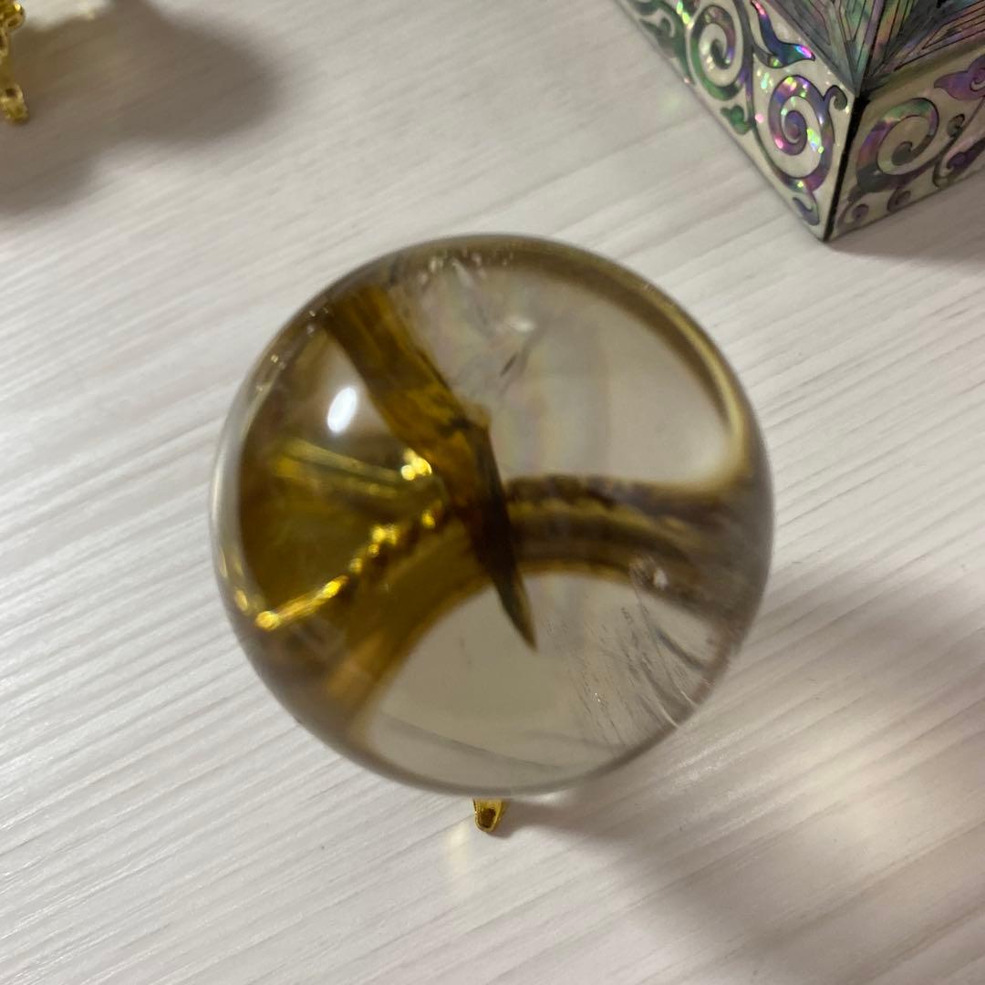 ✨✨レインボースモーキークォーツ丸玉3点セット✨✨台座付き