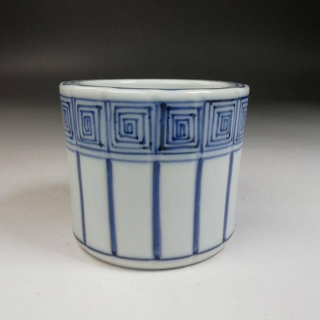 Ｗ１０１　蓋置　『染付　桶川』『西村徳泉 造』　共箱　茶道具