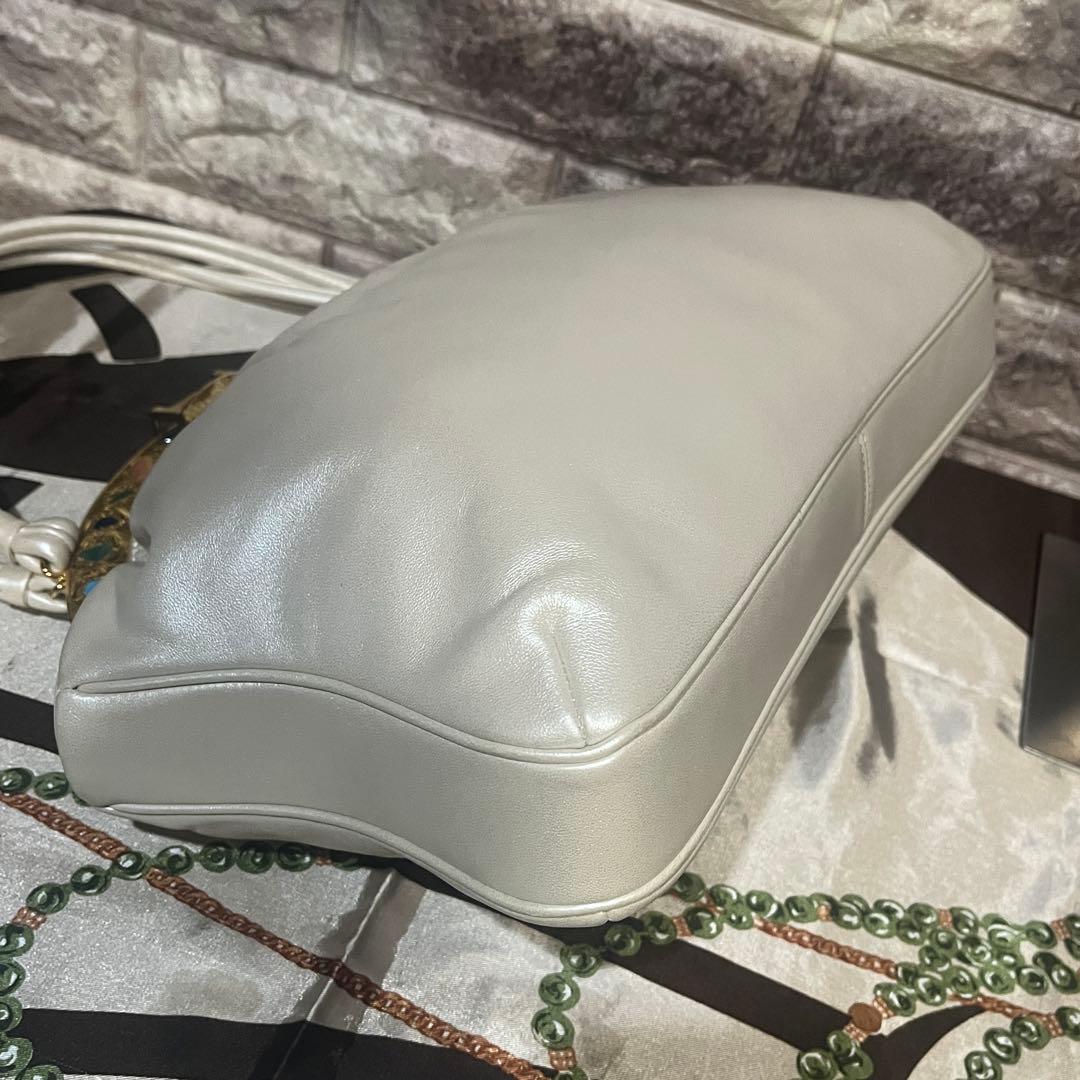 希少☆美品☆本革濱野皮革工藝 HAMANOがま口貴石 サンピエトロ ハンドバッグ