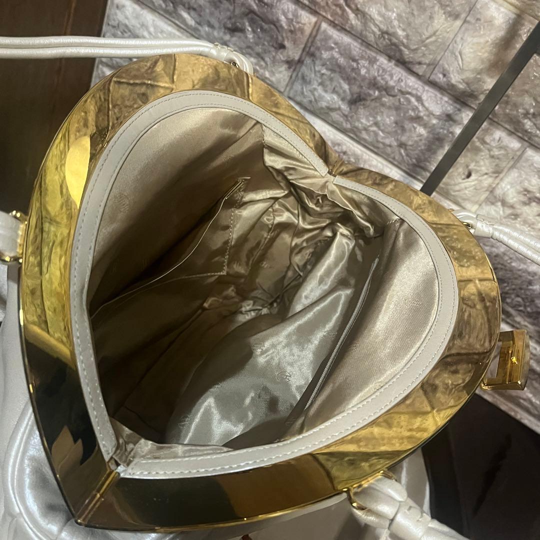 希少☆美品☆本革濱野皮革工藝 HAMANOがま口貴石 サンピエトロ ハンドバッグ