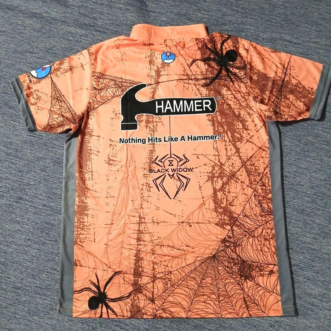 ✨新品✨ボウリングウェア　ブラックウィドー　オレンジ　サイズL　ハンマー
