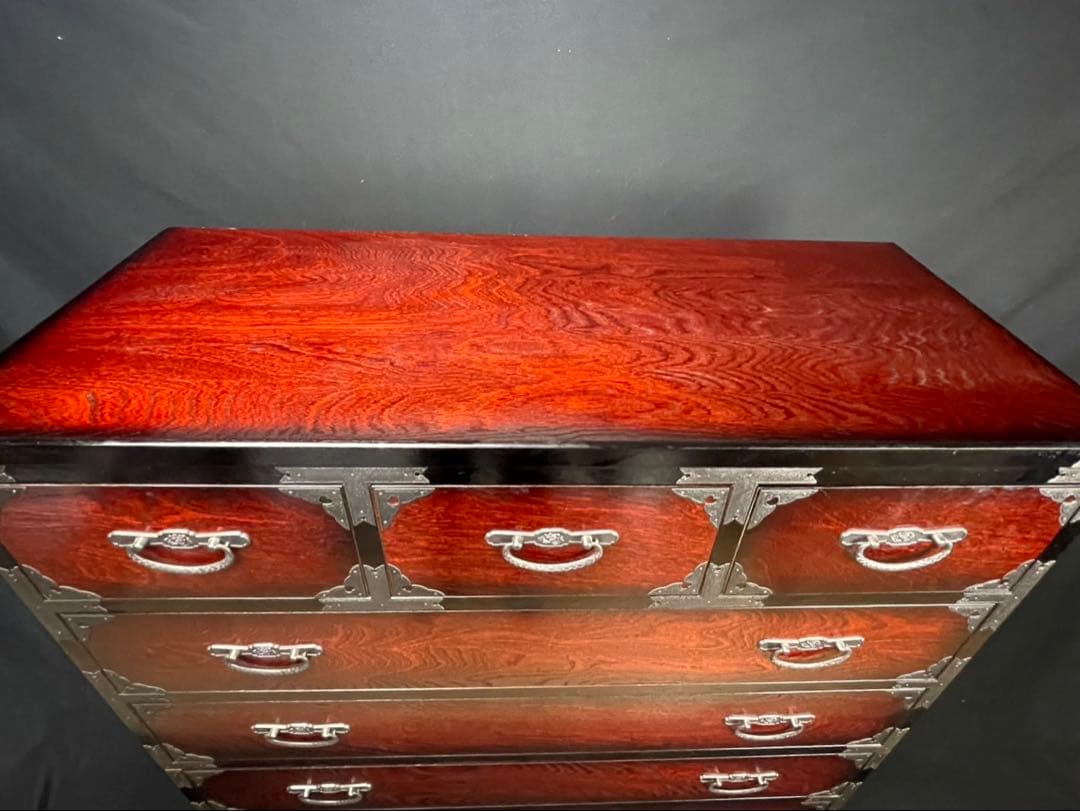 民芸調 時代箪笥 和箪 高さ約140cm 2分割 和家具 7段 収納 物入 木製