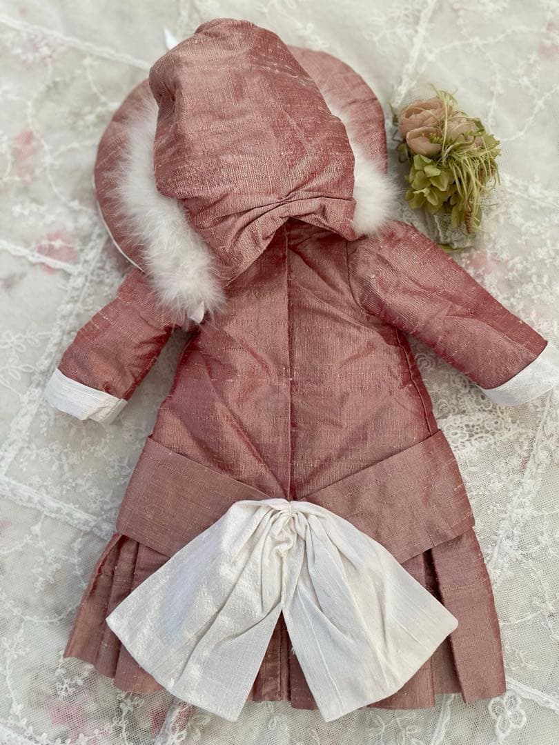 断捨離SALE品♡シルク アンティークビスクドールドレス ＆ ボンネット♡