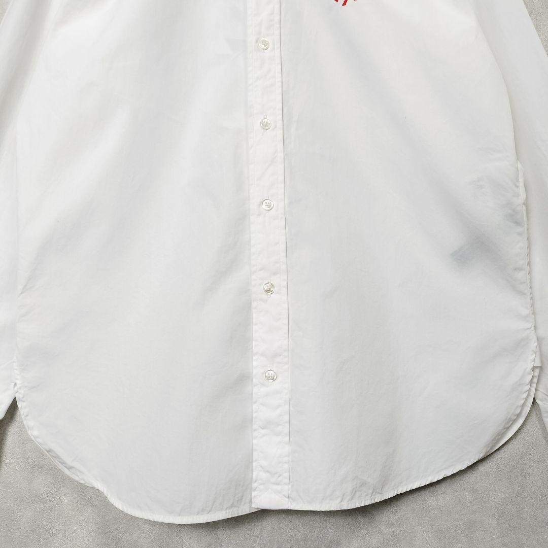 ラルフローレン ビッグポニー コットンシャツ ホワイト 刺繍 カラーキーパー