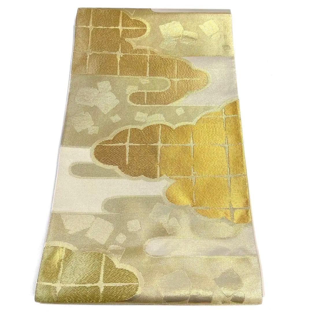 袋帯　川島織物　雲模様　ヱ霞　色紙模様　金糸　着物　084a p