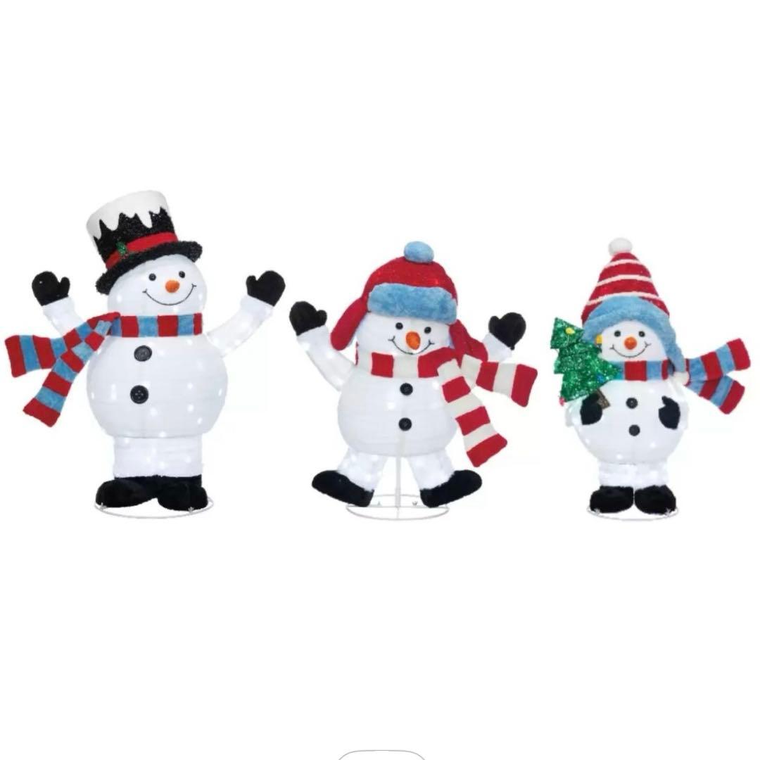 【新品】ポップアップ スノーマンファミリー 3体セット LED イルミネーション
