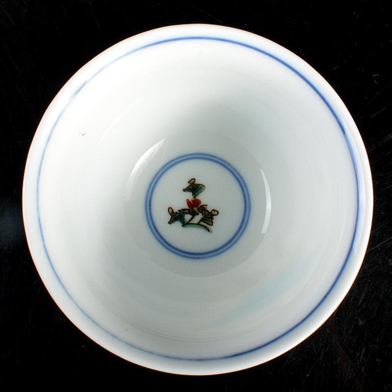 九谷焼　堀江青光造　色絵唐子文　波出茶碗　数茶碗　10客　共箱　V　6207C