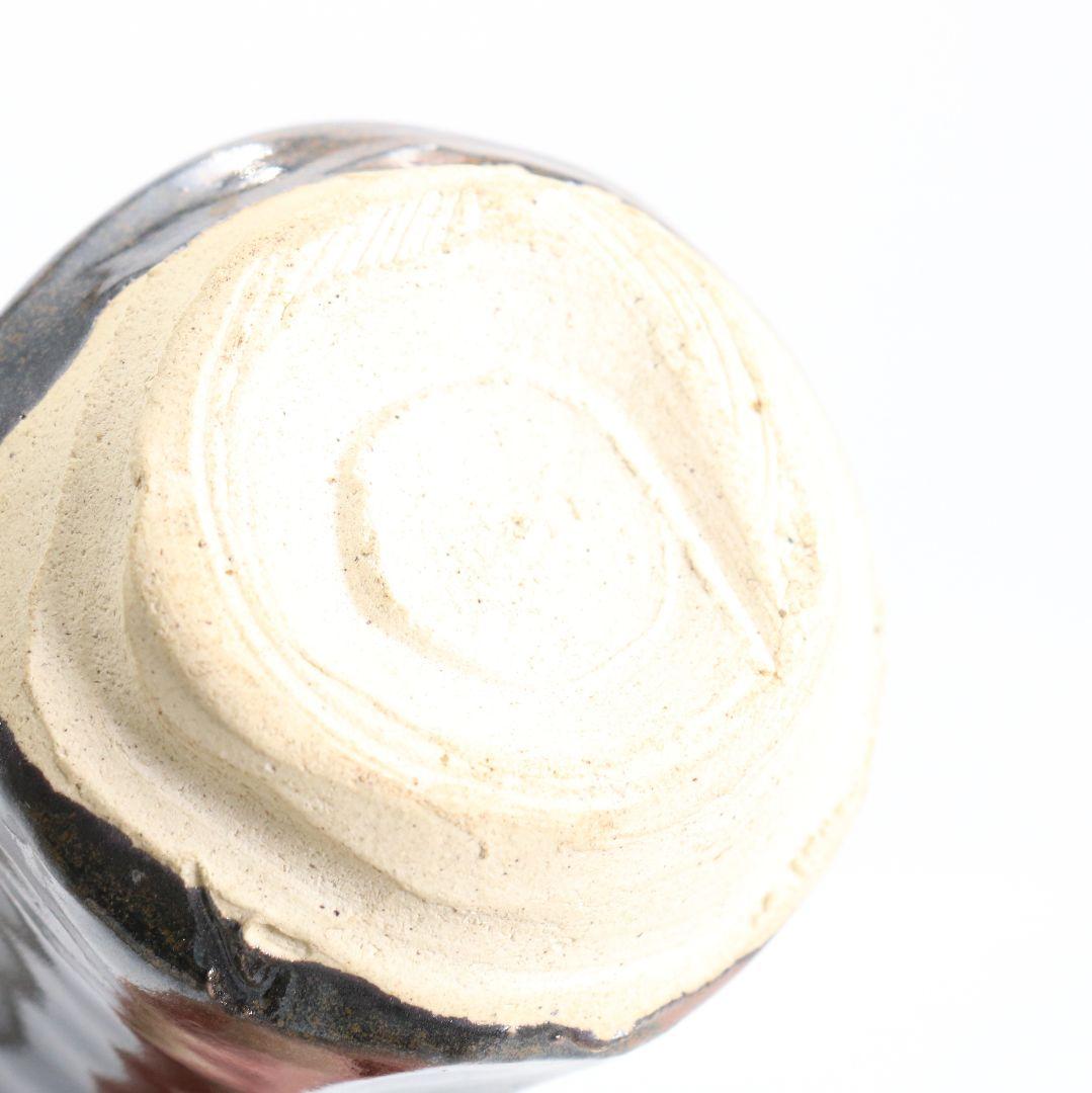 忍冬庵 佐藤和子作 織部焼 肩衝茶入 仕覆付 茶道具 共箱　V909　N9