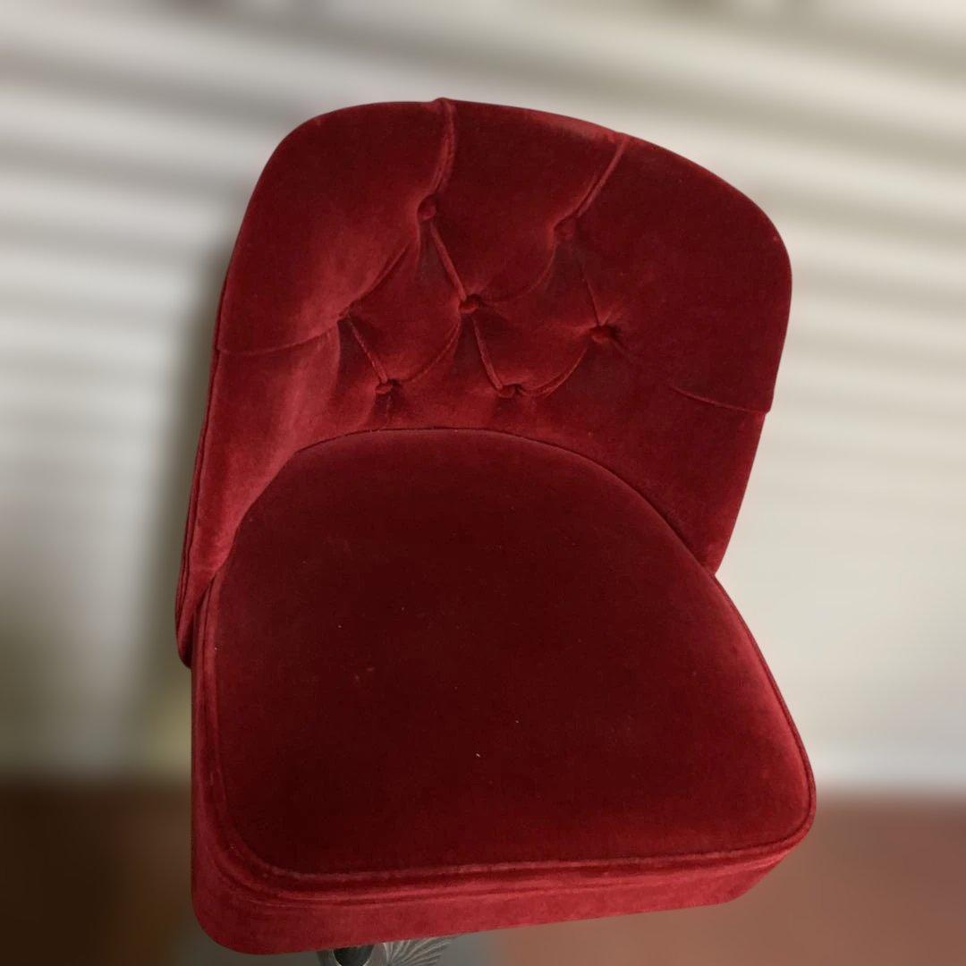 る*う様 赤ベルベット カウンターチェア 固定式 レトロ