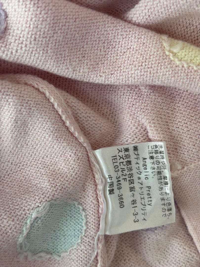 Angelic Pretty 長袖 リボン ドット カーディガン ピンク