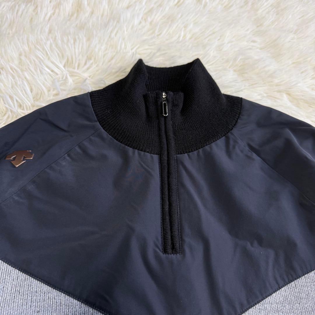 【デサントゴルフ】ハーフジップ ニット 肉厚 グレー Lサイズ レディース