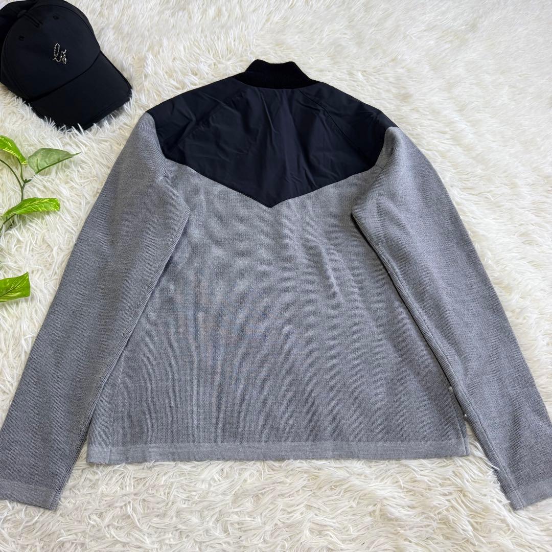 【デサントゴルフ】ハーフジップ ニット 肉厚 グレー Lサイズ レディース