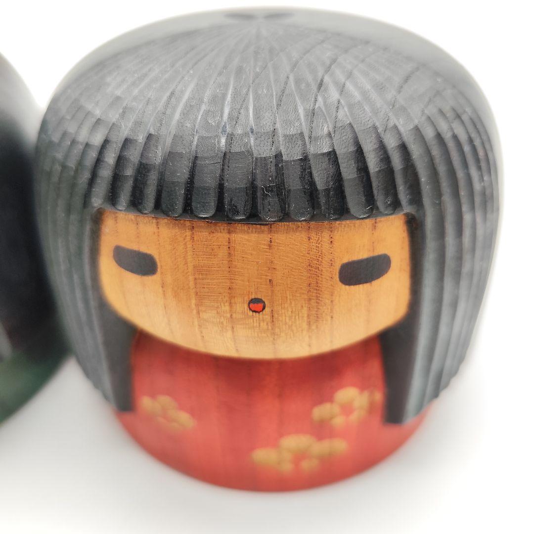 希少 山中三平 作 創作こけし 2体セット 陽春 お雛様 ひな祭り 梅の花