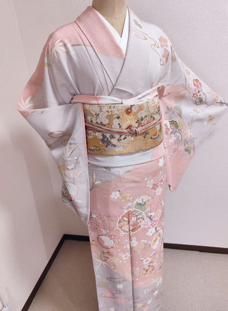 ❰6391❱ フルセット　訪問着　袋帯　帯〆　帯揚げ　正絹 入学式 七五三　着物