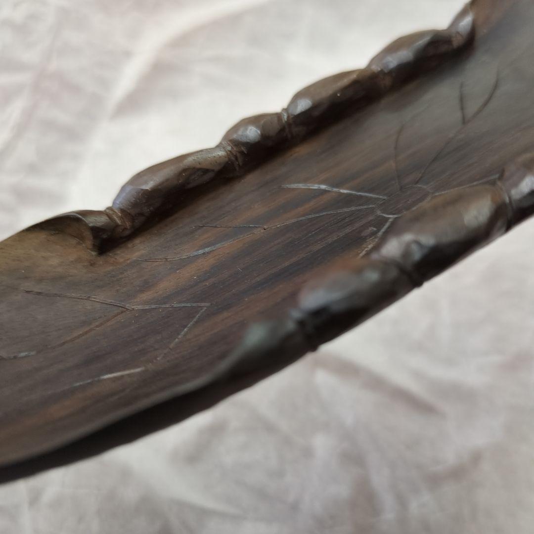 茶合　唐木　茶道具　葉っぱ　葉　茶道　木製