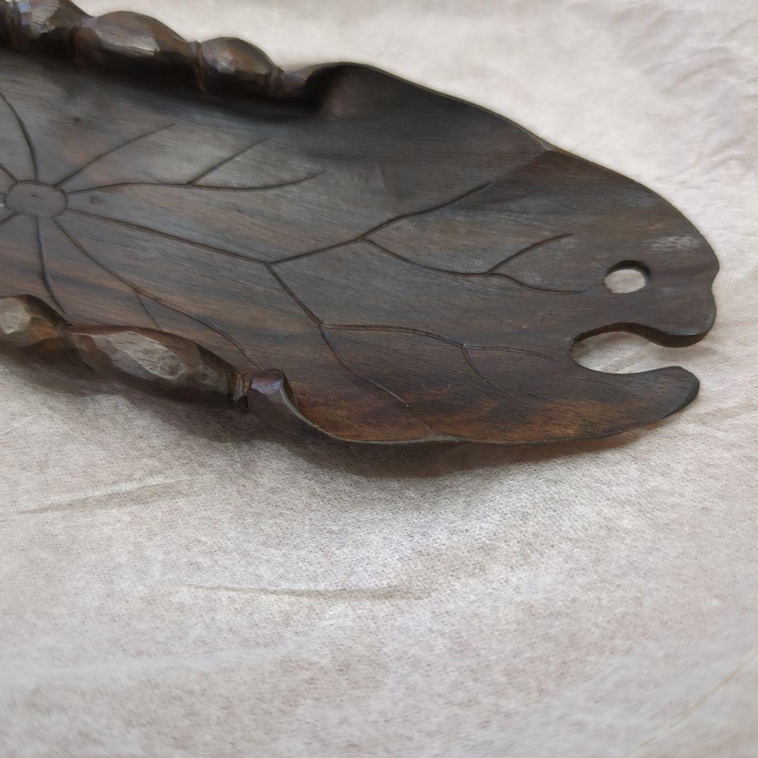 茶合　唐木　茶道具　葉っぱ　葉　茶道　木製