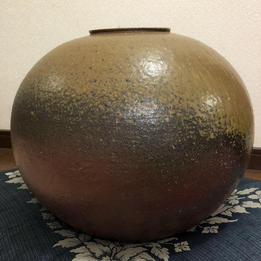 備前焼　大壺　奥本丸味