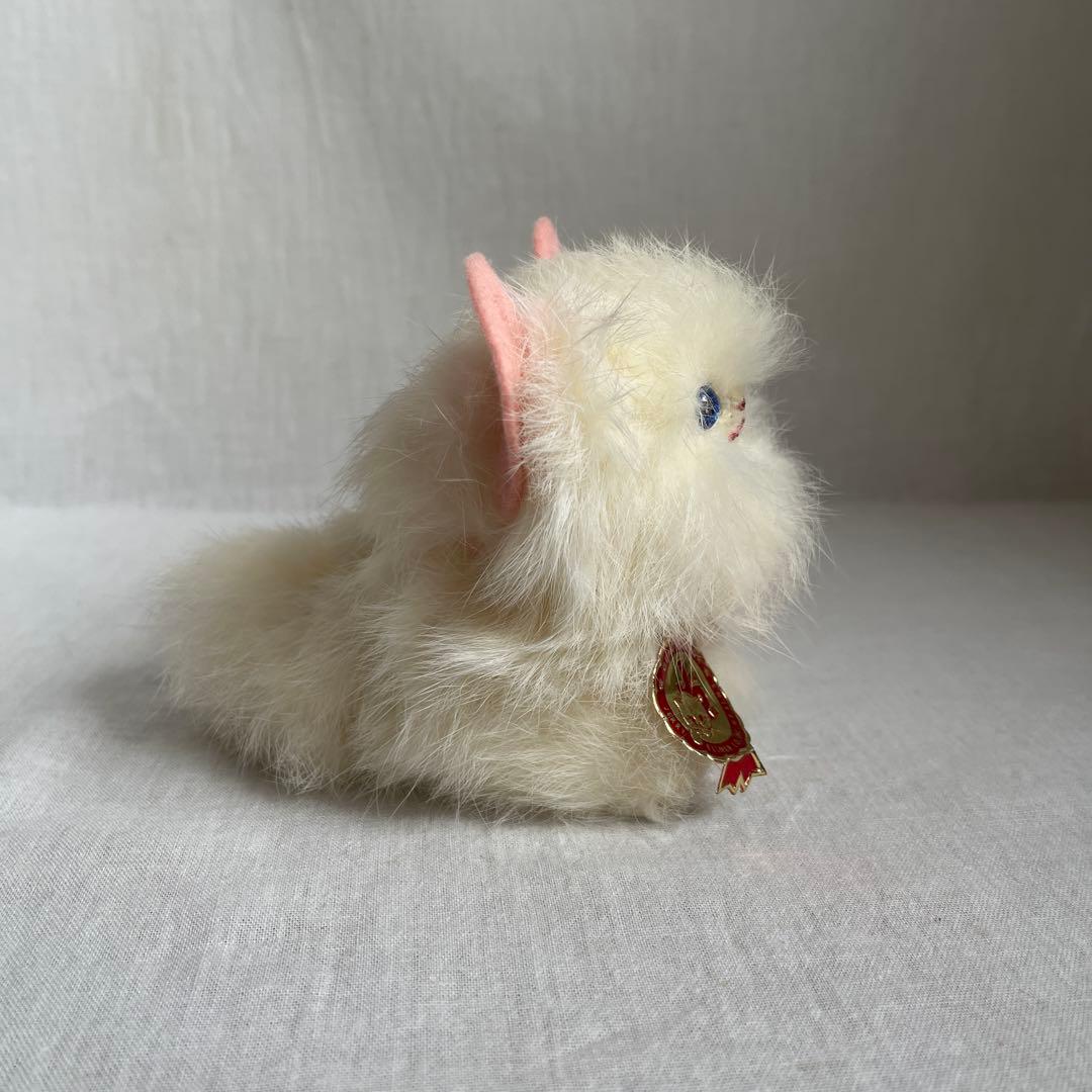 アンティーク　白ねこ　ぬいぐるみ