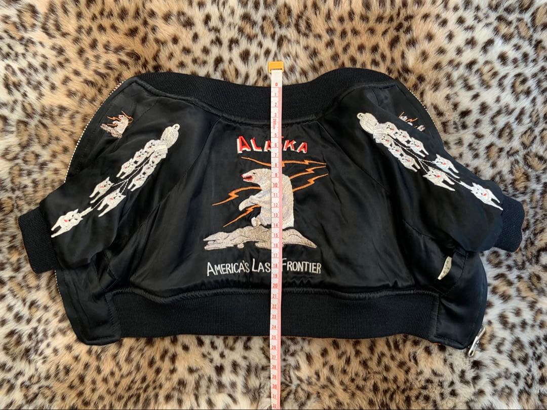 リバーシブルスカジャンblueblueblue犬服ジャンパー防寒ダウン和柄刺繍