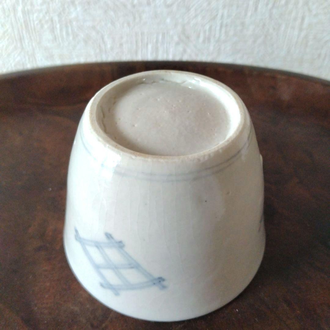 古伊万里白磁染付格子井桁文蕎麦猪口底上江戸時代
