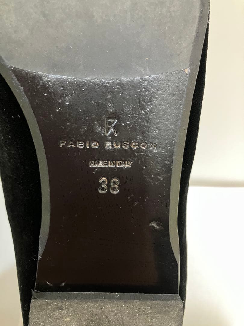 FABIO RUSCONI ファビオルスコーニ ベロアフラットシューズ ブラック