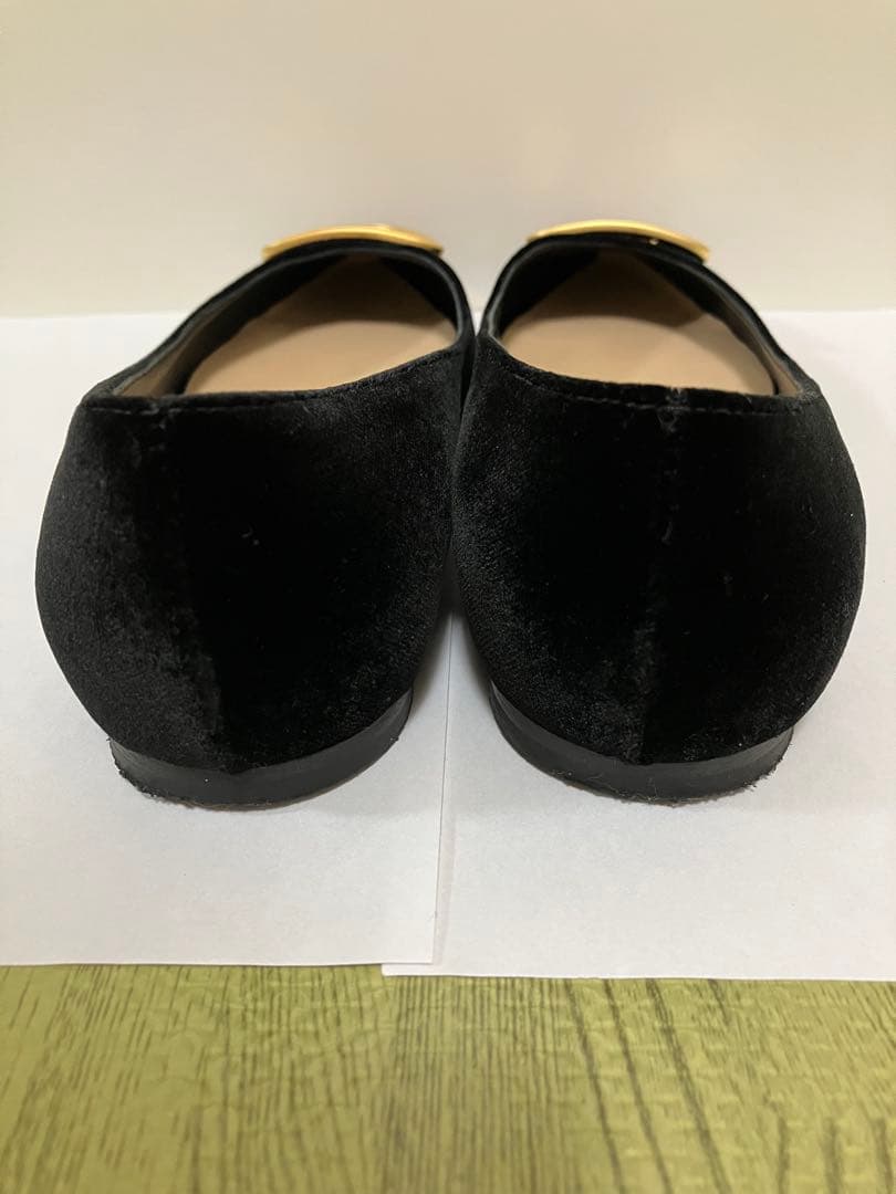 FABIO RUSCONI ファビオルスコーニ ベロアフラットシューズ ブラック