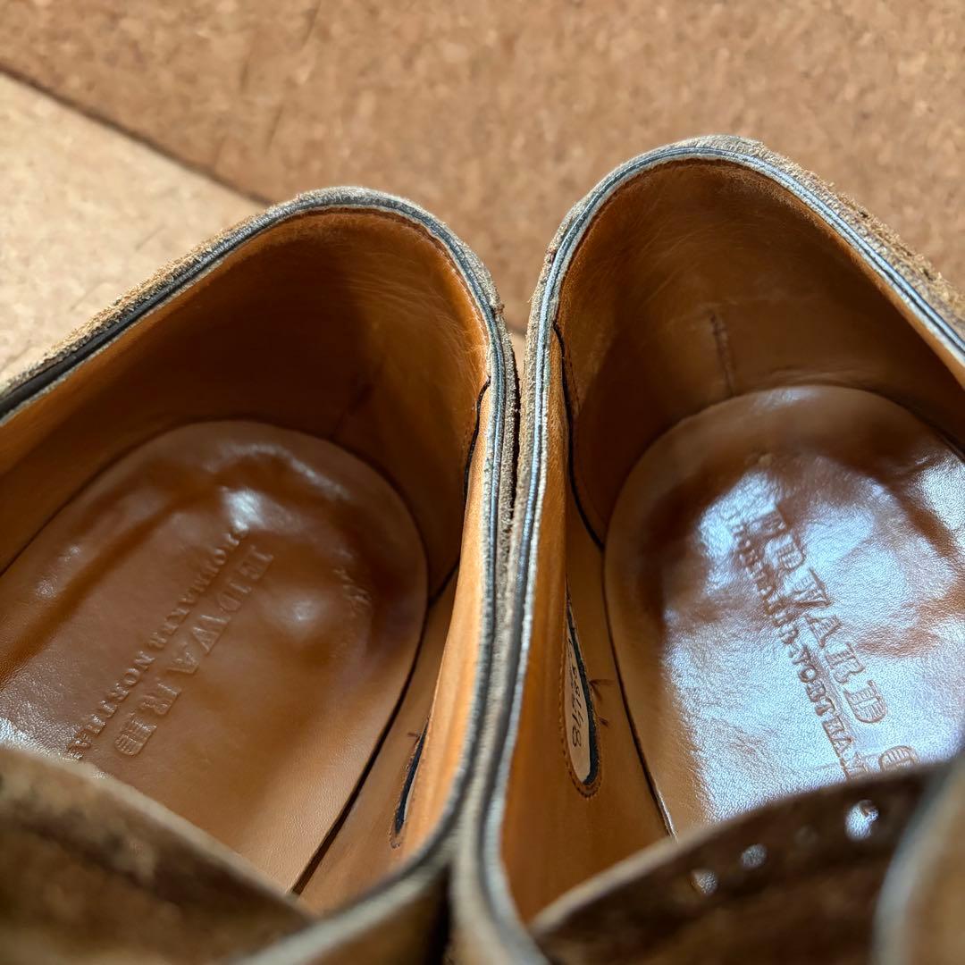 EDWARD GREEN スエード パンチドキャップトゥ ダービー 8E