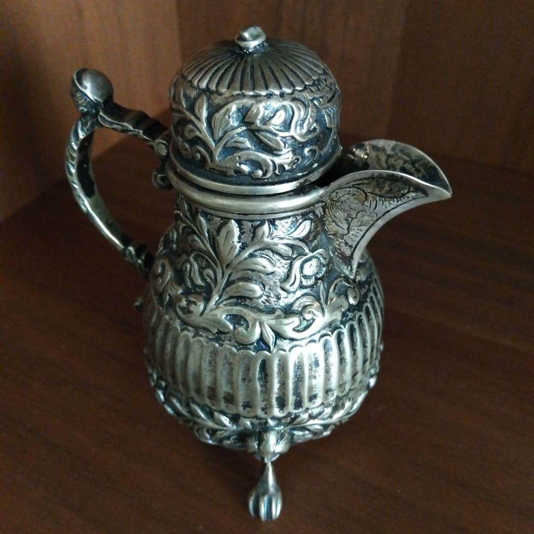 アンティーク ティーセット 銀メッキ 彫刻装飾 ヴィクトリアン風